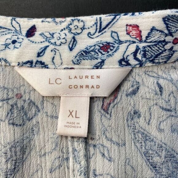 Lauren Conrad Womens Floral Button Up Ruffle  Blouse Top Size XL Multicolor Used - Picture 2 of 15